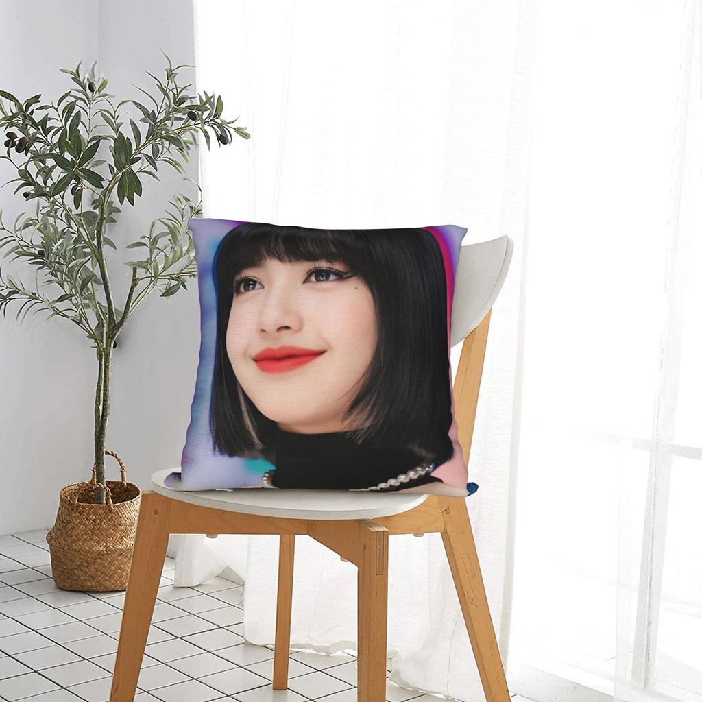 Kpop Style Cool Girl Lisa Pillow Case Comfy Pillow Cover Kawaii Cushion Cover For Office Car Home Decor