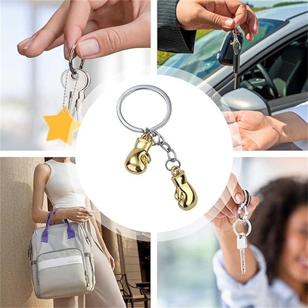 Metal Boxing Gloves Keychain 3D Sport Pendant Creative Fitness Boxing Key Ring  Boxing Lovers