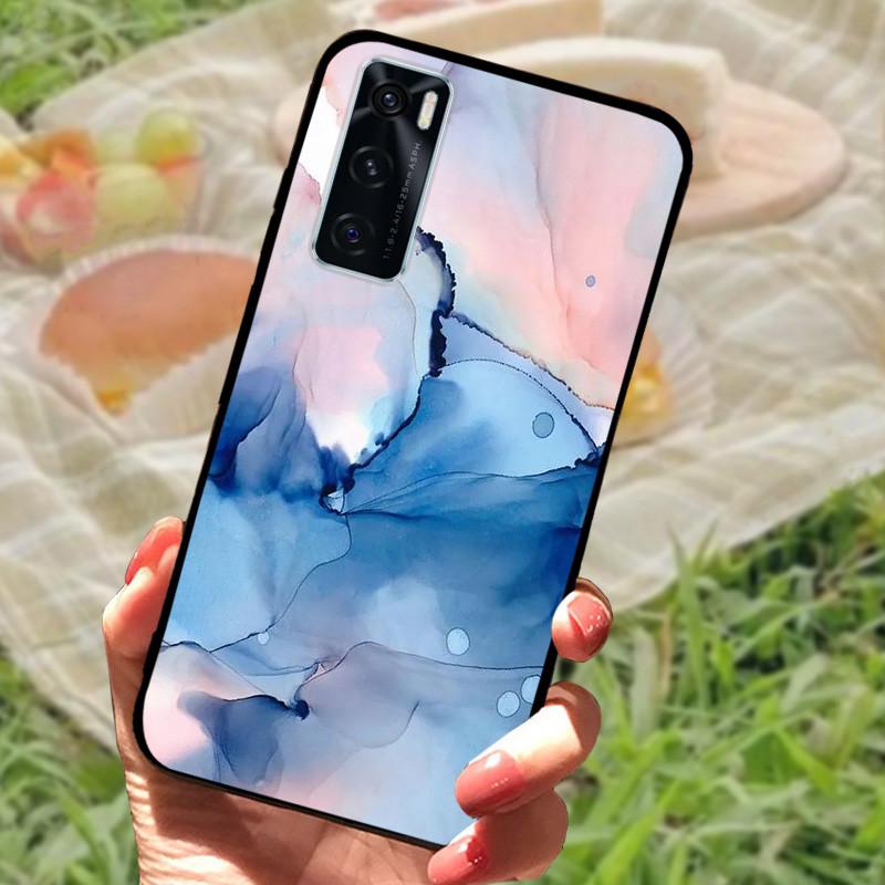 För Vivo V20 SE Fodral Skydd V2022 V2023 Silikon Mjuk Marmor Svart Stötfångare Funda Coque för Vivo V20 2021 V 20 V20SE V2025 V2024