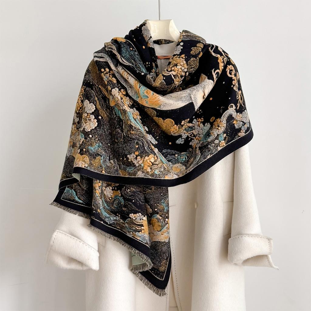 Winter Thickened Warm Shawl Cashmere And Versatile Variety Of Windproof And Cold-Proof Scarf Neck Protection Scarves