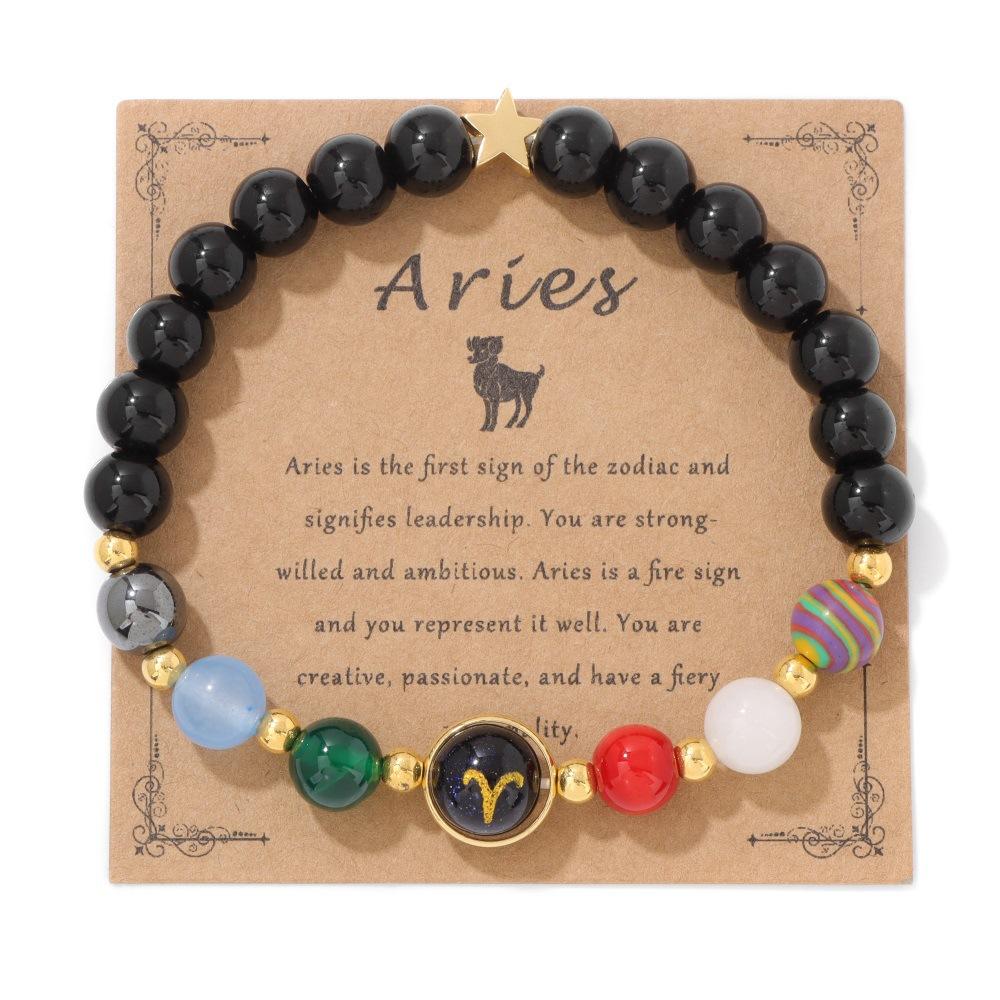 Zodiac Bracelet Bracelets Pisces Leo Virgo Colorful Stone African Beaded Bracelets Women Men Party Style Jewelry Gifts Bracelets