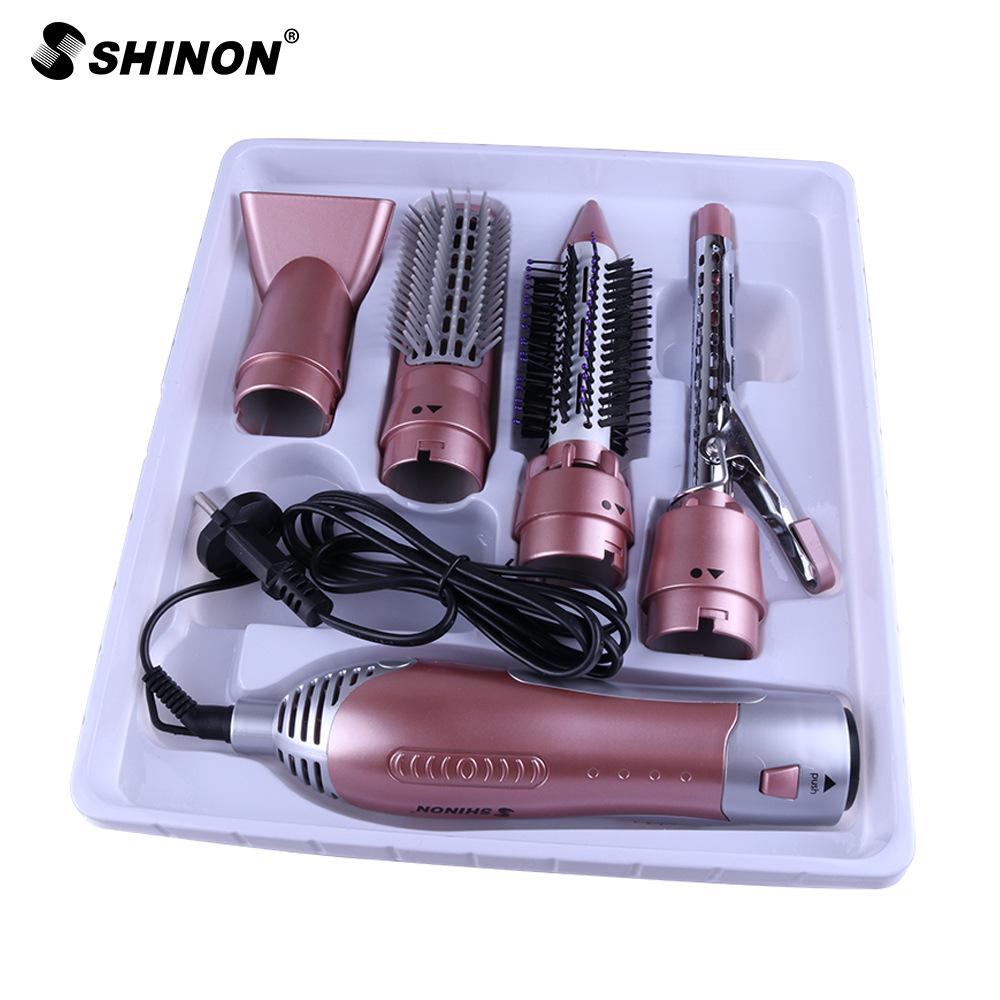 

Багатофункціональна щітка для гарячого повітря 4-в-1: Плойка, Фен, Керамічний випрямляч (Модель 9822-6) EU Plug (220V) рожевий