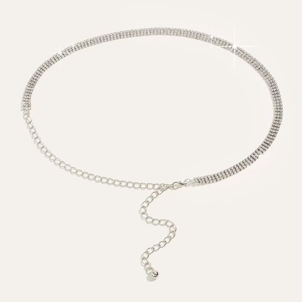 Shiny Waist Chain Rhinestone Waistband Elegant Waist Belt  for Women Dress Coat