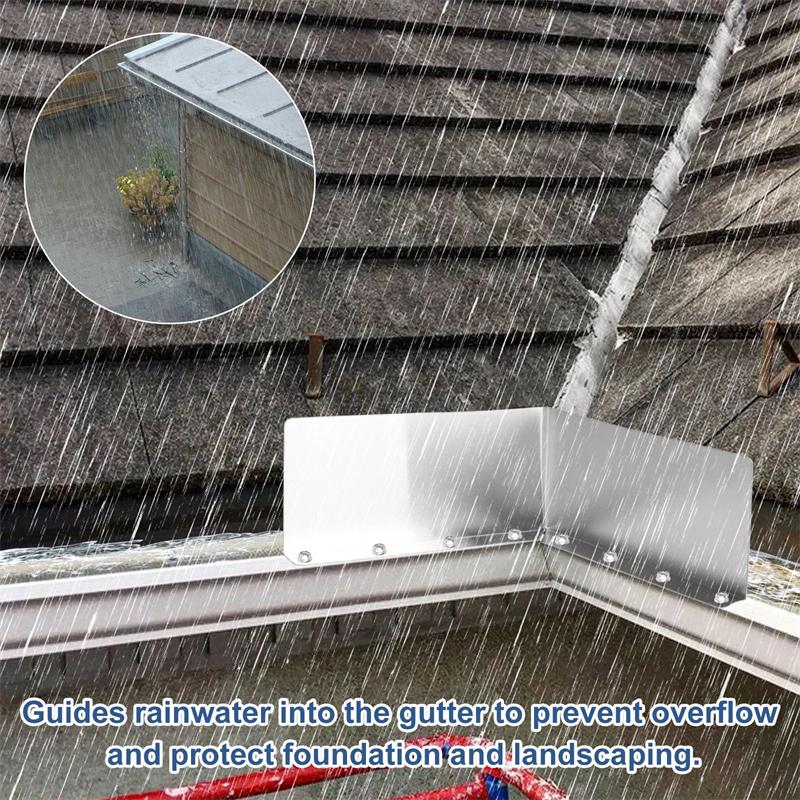 4 Stück Regenwasser-Kehlrinne Spritzschutz Regen Tropf Rinnenschutz, Regen Tropf Rinnenschutz für Haus Schindeldächer Ecke