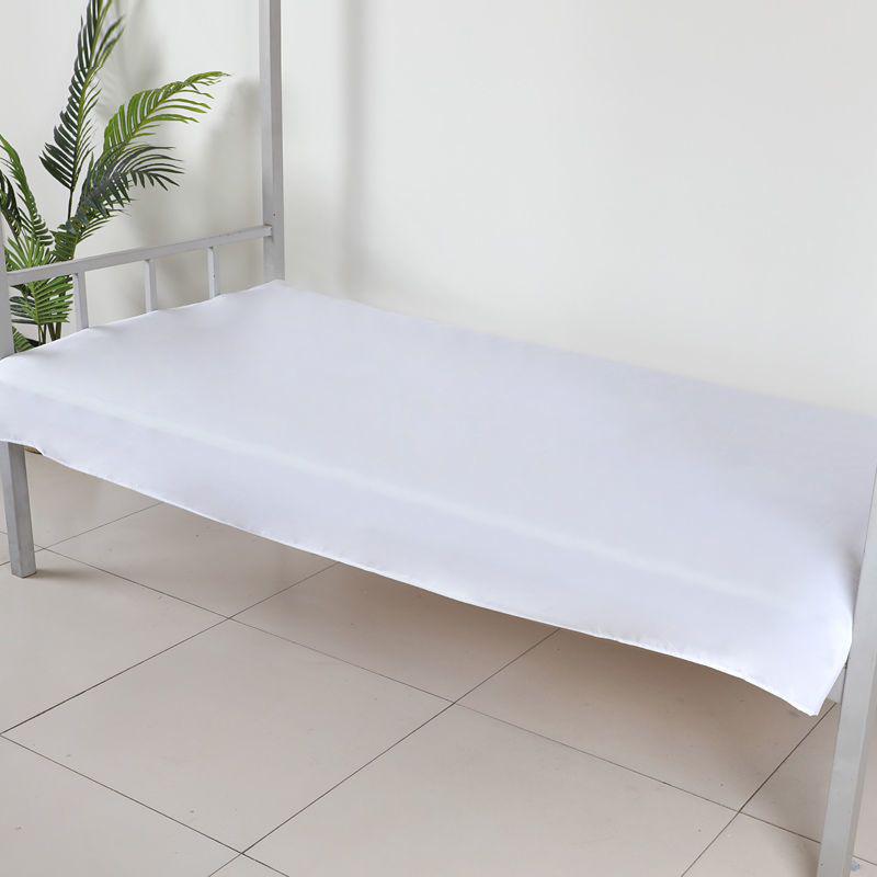 

White Dorm Bed Set: Solid Color Single Bedsheet, Brushed Plain Design, Three-Piece for Bunk Beds 1.1*2.1m Bed Sheet [Single Piece]