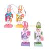  4Pcs Colorful Wooden Rabbit Hanging Decoration 10cm Rabbit Figure Pendant Festival Ornament for Tree Door Wall