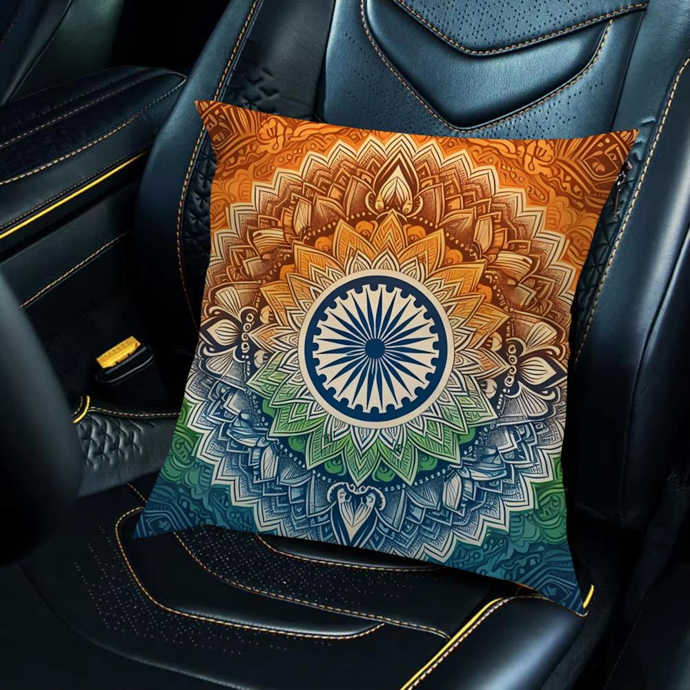 Indias Independence Logo Pillow Case For Car Sofa Decorative Home Double-sided Print Plush Square Throw Pillow Cushion Cover