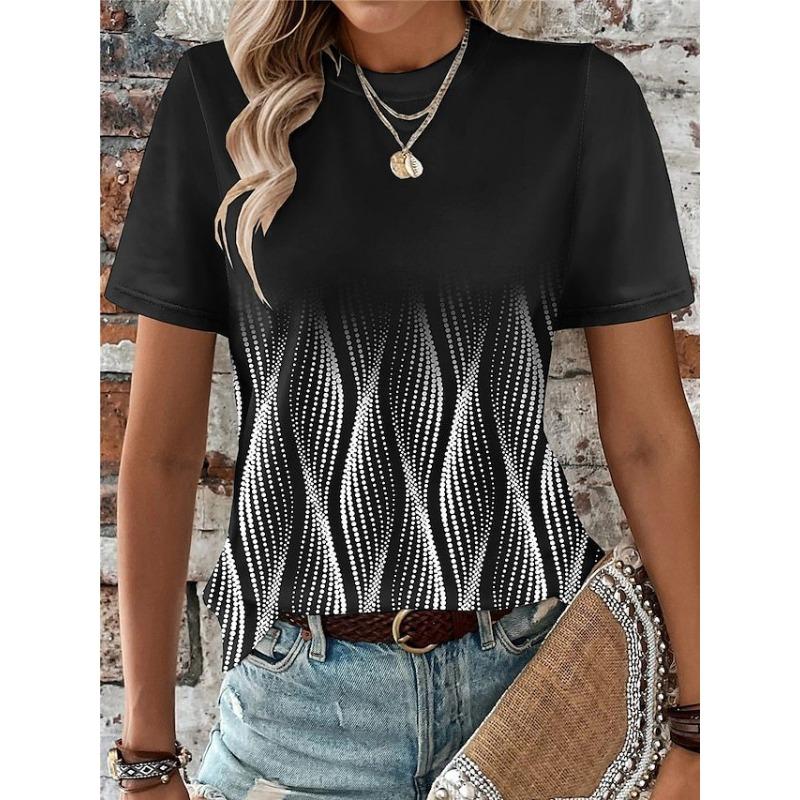 

Весенне-летняя мода Простые градиентные женские футболки с круглым вырезом и коротким рукавом с 3D-принтом растений 6XL