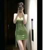 2026 Summer New Vacation Style Polka Dot Pure Desire Suspender Dress Fashionable and Thin, Covering Meat Green Short Skirt Children
