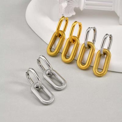 Paperclip Oval Drop Dangle Earrings, Stainless Steel Chain Chunky Loop Hoop Earrings for Women,Trendy Geometric Jewelry Gift