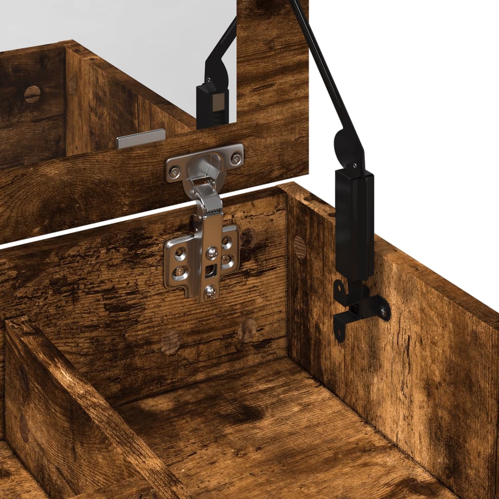 Makeup Table with Mirror Smoked Oak 28.7 x 18.3 x 47.2 in (73 x 46.5 x 120 cm)