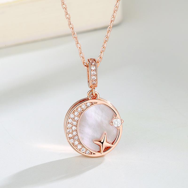 Star moon necklace female simple clavicle chain temperament pendant necklace women jewelry розового золота