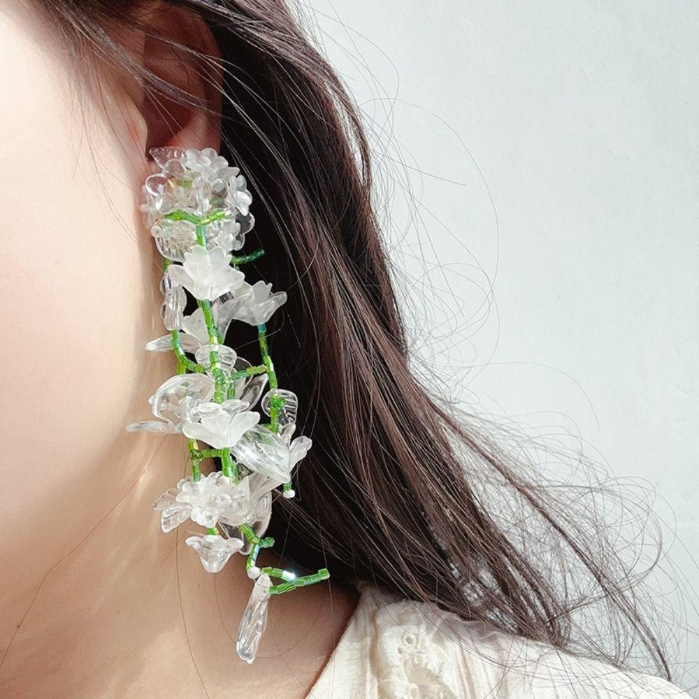 Handmaking Beaded Boho Earrings Elegant Long Beaded Earrings Flower Earrings  Party Jewelry