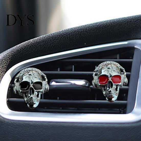 Personalized Car Accessories for Enthusiasts Skull Vent Clips, Metal Head Air Shaped Perfume Clip Freshener Charm, Halloween Auto Interior Accessory