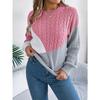 HNXC Autumn and Winter Casual Color-blocking Braided Long-sleeved Pullover Sweater for Women