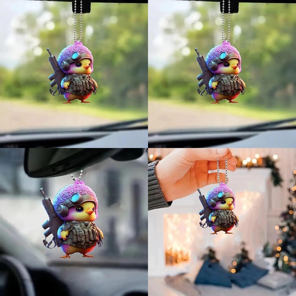 Cute Cartoon Battle Little Yellow Chicken Pattern Pendant For Auto Interior Accessories