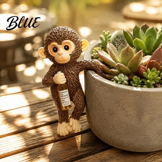 Fun Outdoor Yard Pot Hugger Hanging Statue Monkey Decor Planter Resin Plant Sculpture Cute Miniature Figurine for Flower Edge