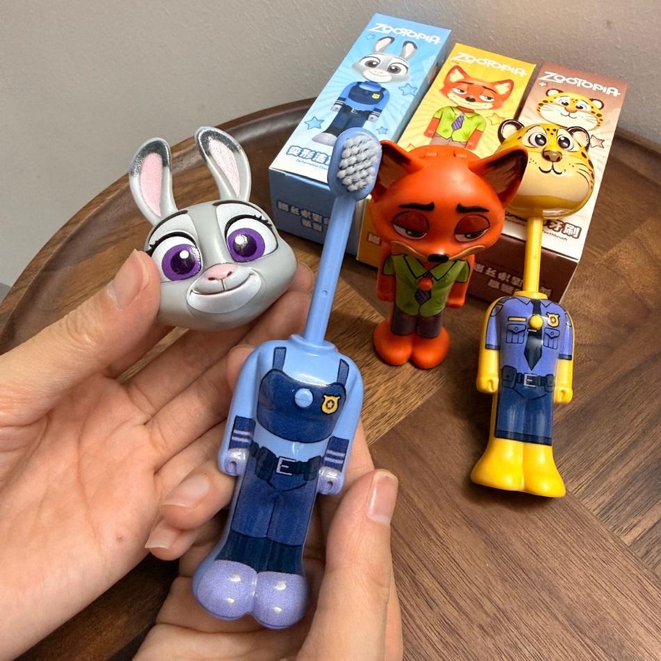Disney Zootopia Scalable Toothbrush Nick Judy Anime Figures Transformable Soft Bristled Toothbrush Fine Bristled Birthday Gifts
