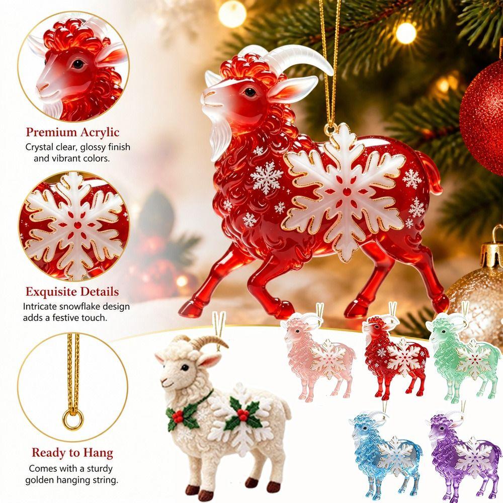 With Snowflake Goat Pendant Gold Hanging Cord Goat Car Ornament New Keychain Christmas Tree Decor