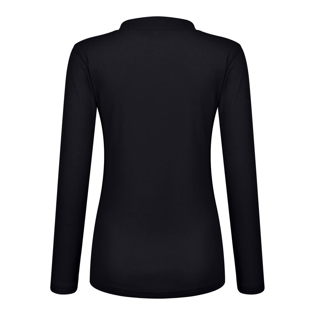 Casual Women's Color Sexy Long-sleeved Pullover Zipper T-shirt Top
