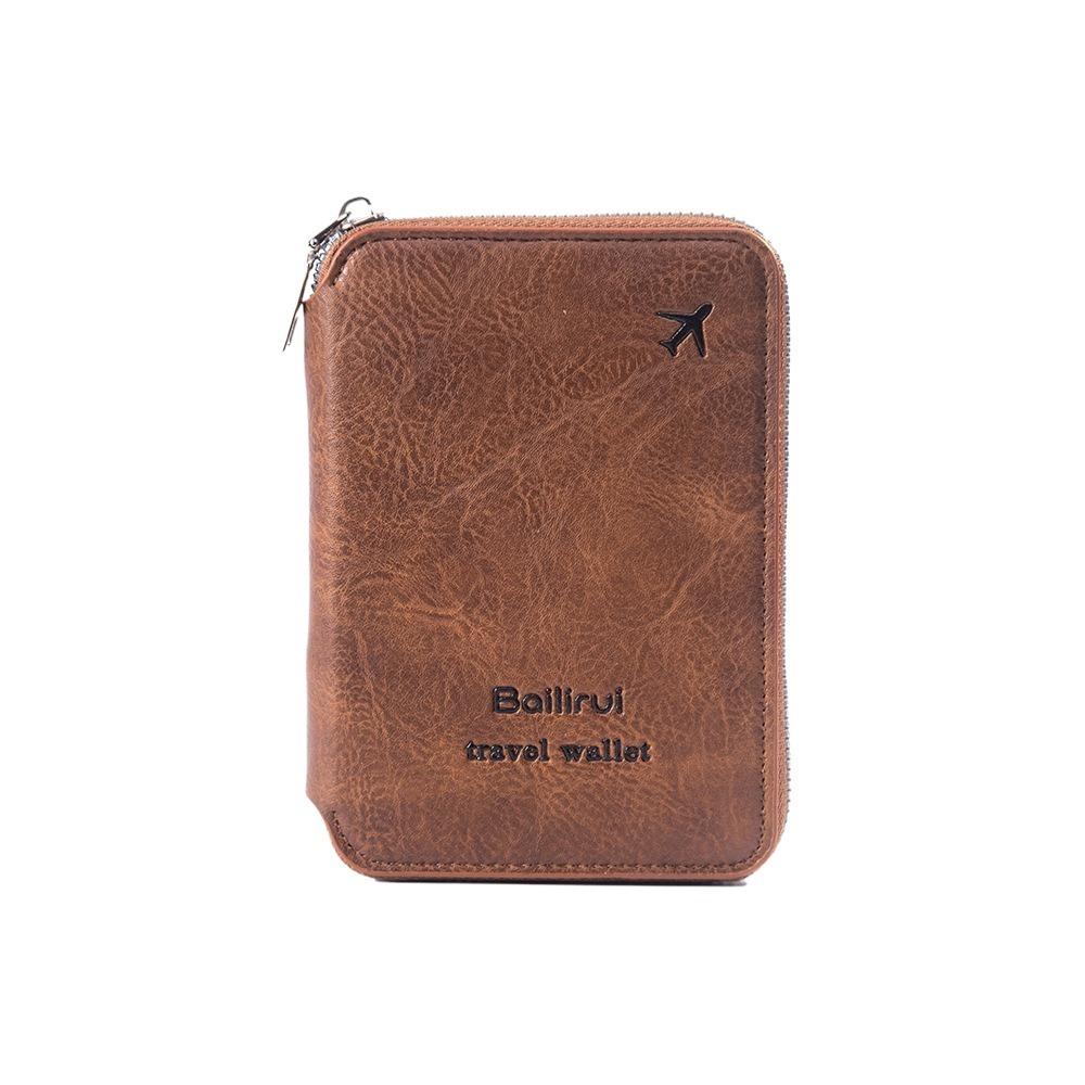

Дорожный кошелек для паспорта на молнии, многофункциональный держатель для кредитных карт и ID, сумка для паспорта, хранение коричневый