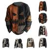 Men's Halloween 3D Printed Long Sleeve Top Round Neck Casual Sports Pullover