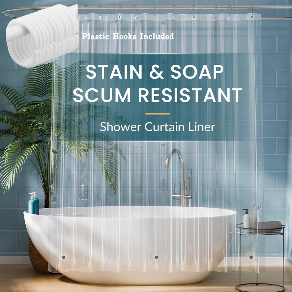 1Pc Waterproof Shower Curtain Liner With Magnets & Metal Grommets Mildew Resistance Bath Curtain For Bathroom Window Curtain