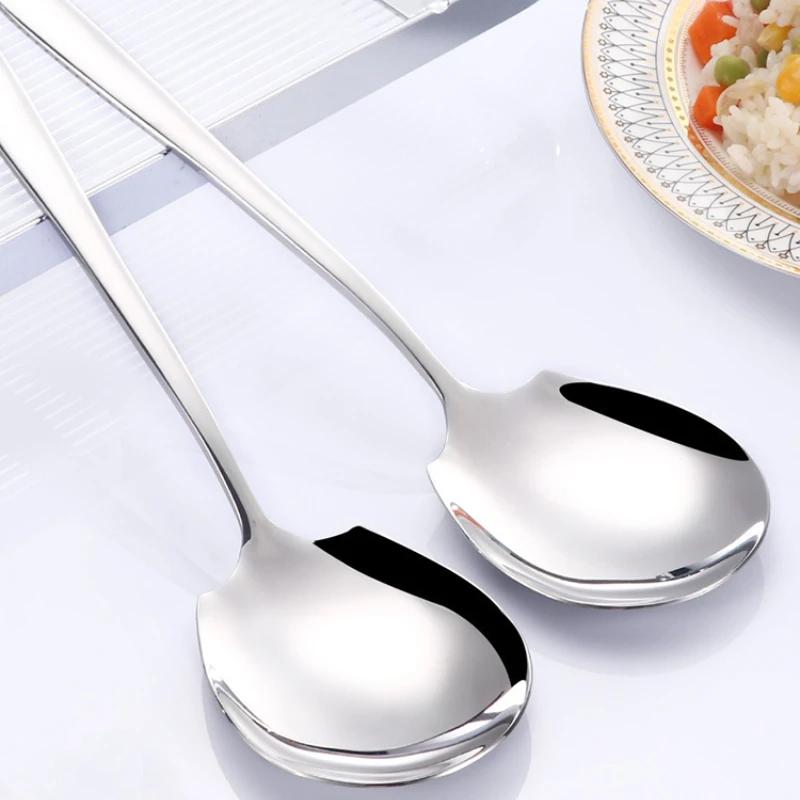 1/4 Stück Löffel mit langem Griff, 304 Edelstahl, für Cafeteria, Mahlzeiten, Restaurant, Dinnerparty, Löffel, Küche, Reisgeschirr