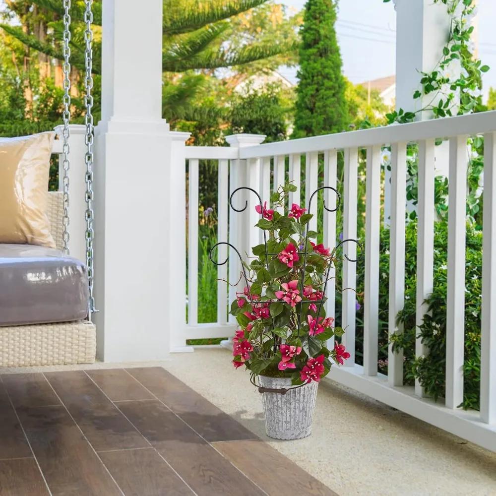 2 Outdoor Climbing Plant Trellises, Black Trellises, Garden Metal Support Piles, Indoor and Outdoor Grape Blossom Vegetables