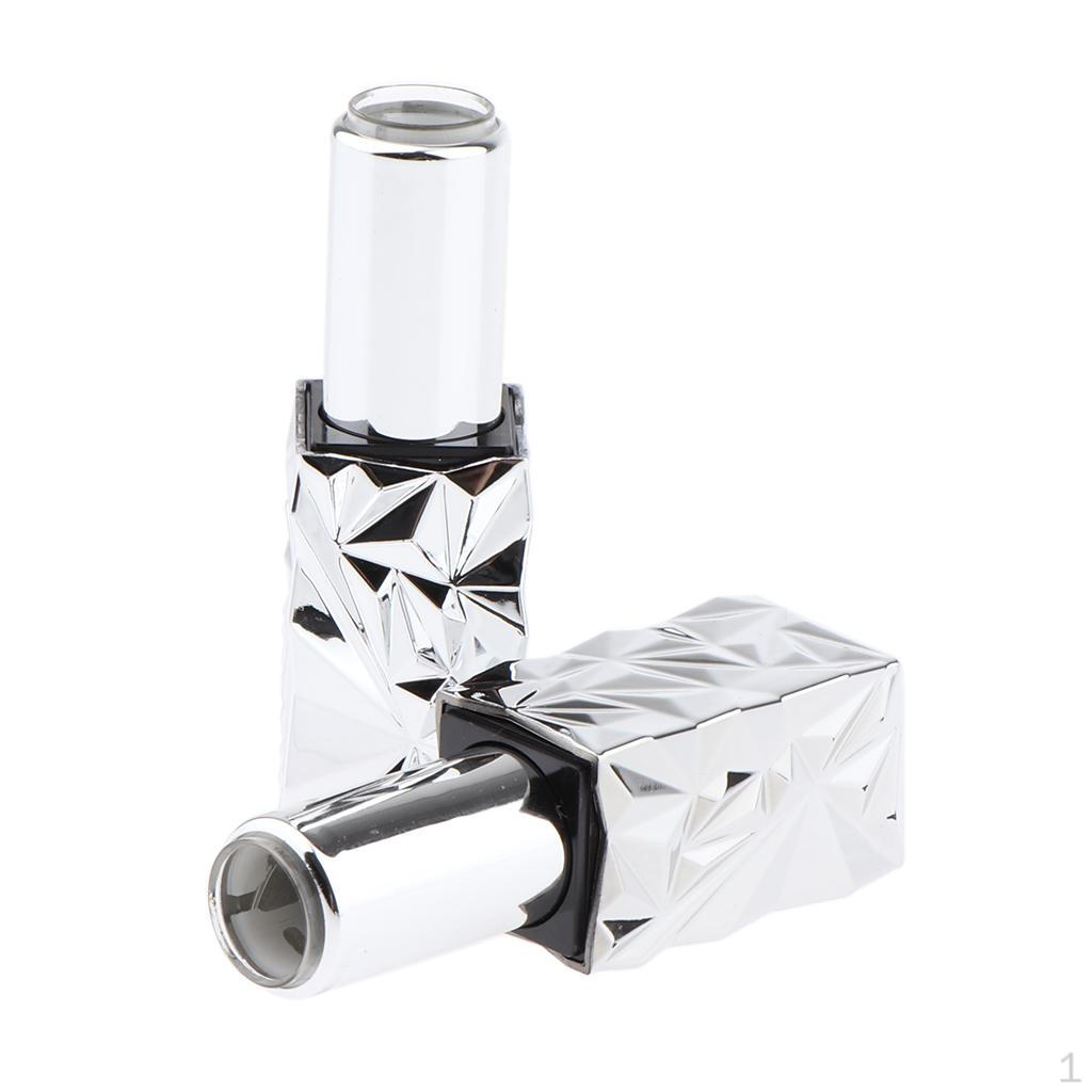 

2 Pieces Lip Balm Gloss Tubes Containers Bottle Holder For DIY Make Up Cosmetic Silver 01