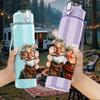 1PC Elderly Old Couple Portrait Pattern 750ml Color Plastic Sports Water Bottle Leakproof Flip Straw Lid Suitable for Sports Office Home Use