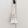 Pack of 4 Tassel Wooden Beads Garland Cotton Line Decorative Door Handle Decor Tassel Bead Pendant for Cabinet Door