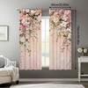 2Pcs Pink flower wall Print Curtains,suitable for Bedroom,living Room,home Decor,living Room Curtains Set Window Curtain