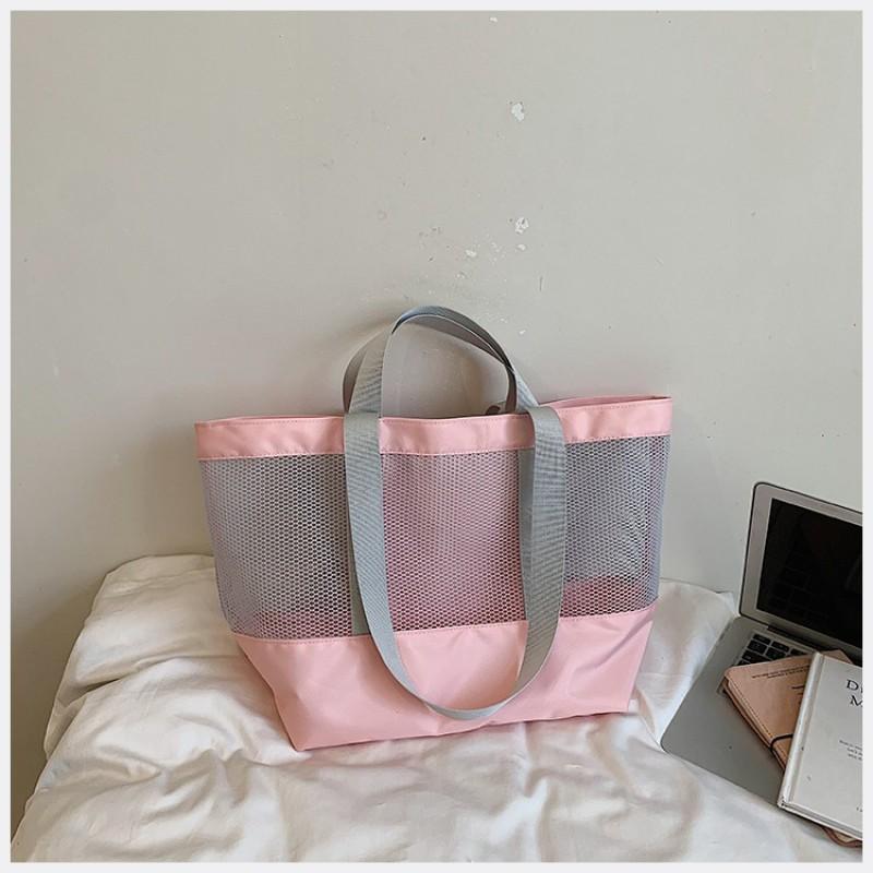 Large Capacity Mesh Travel Tote Bag Women Stylish Shoulder Handbag With Magnetic Urban Minimalist Design Daily
