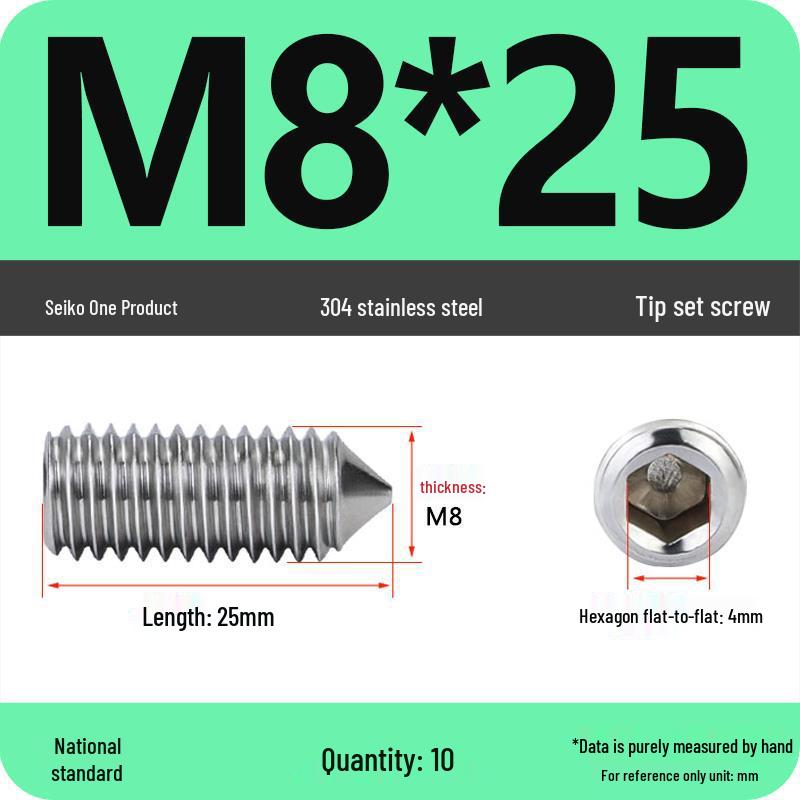 304 Stainless Steel Internal Hex Set Screw | Headless Grub Screw M2-M16