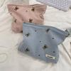 Portable Cartoon Bear Makeup Bag Corduroy Large Capacity Cosmetic Bag Pen Bags For Women Lady Girl