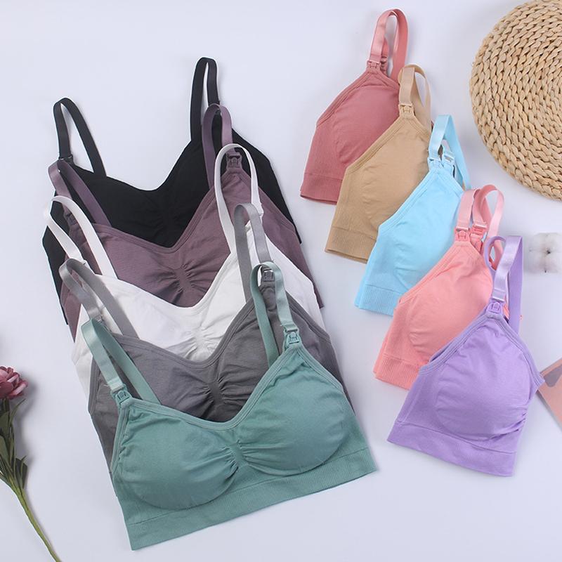 Women Fashion Wireless Seamless Nursing Bra Removable Pads Comfort Sleeping Maternity Bralette for Breastfeeding