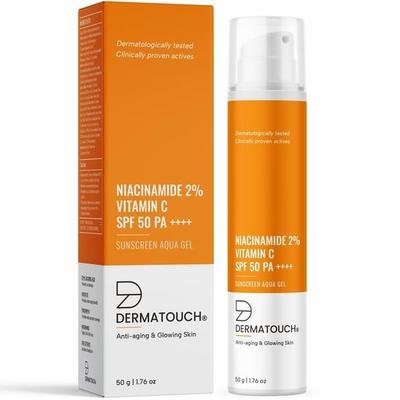 DERMATOUCH Protector Solar con Niacinamida al 2% y Vitamina C para piel radiante | SPF 50+ PA ++++ | Absorción Rápida | Sin Rastro Blanco | 50g