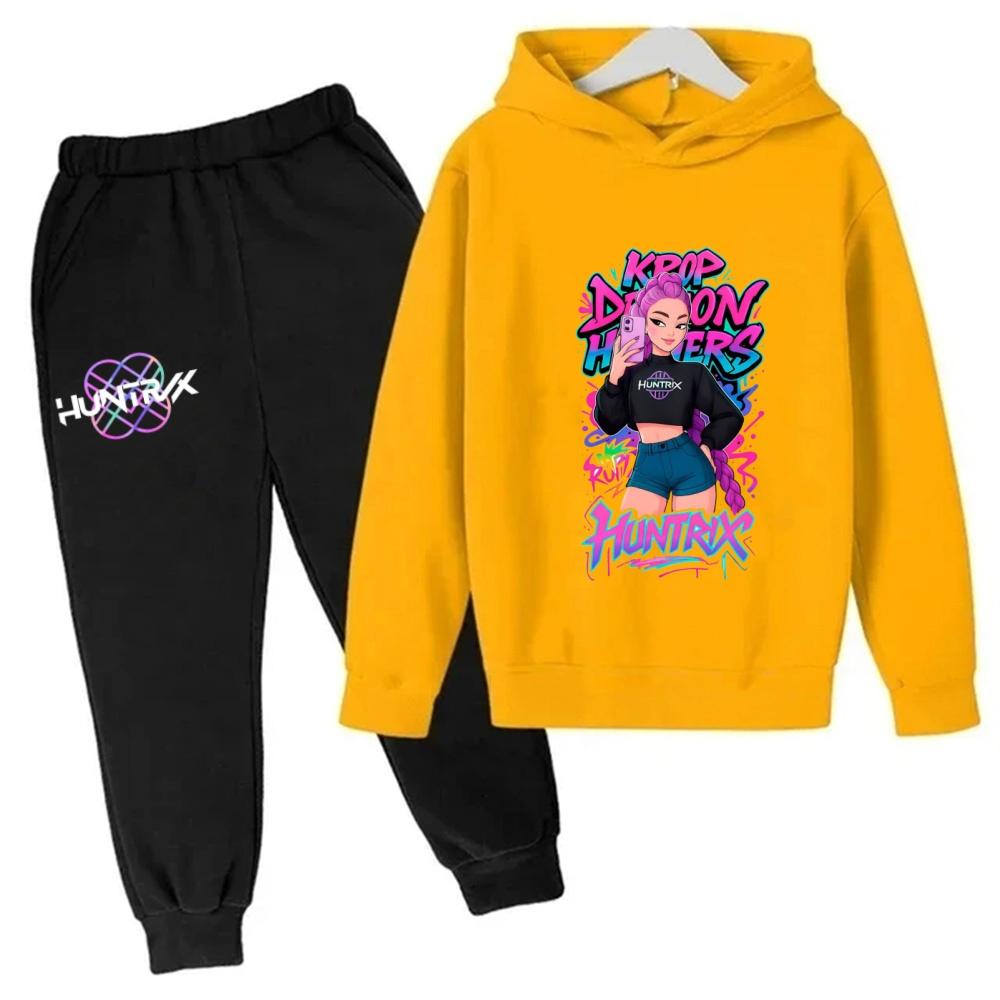KPop Demon Hunters Kids Cartoon Long Sleeve Hoodie and Pants 2pcs Set Baby Girls Boys Outfit Boutique Clothing Suit