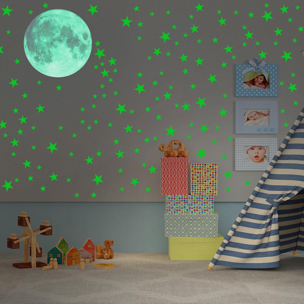 Luminous Moon Stars Wall Stickers for Kids room Bedroom Decor Glow in the dark Earth Wall Decals Noctilucent Stickers Home Decor