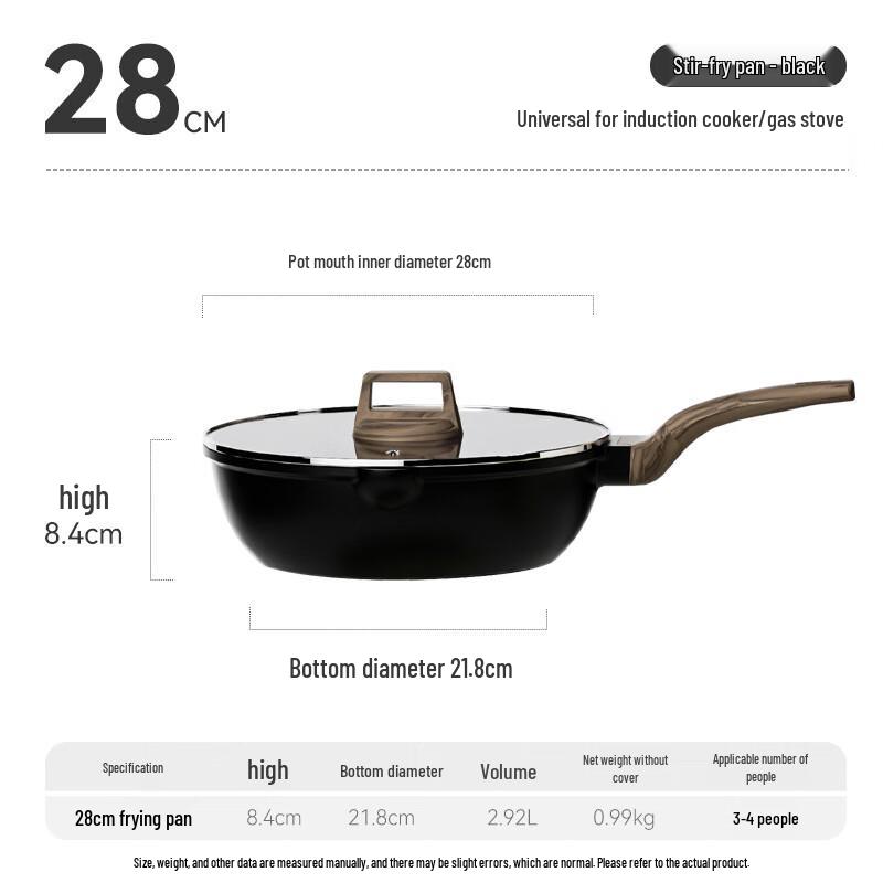 ZISIZ Non-stick Die-cast Wok and Frying Pan