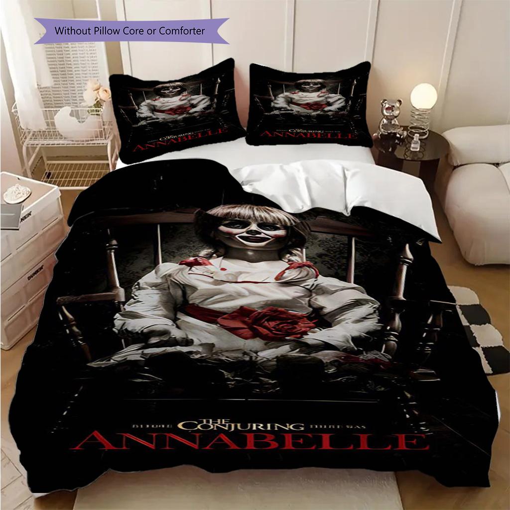 Whispers Annabelles Curse Three-piece set (1 * duvet cover + 2 * pillowcase, without core) 2D Flat Christmas birthday gift Soft and comfortable
