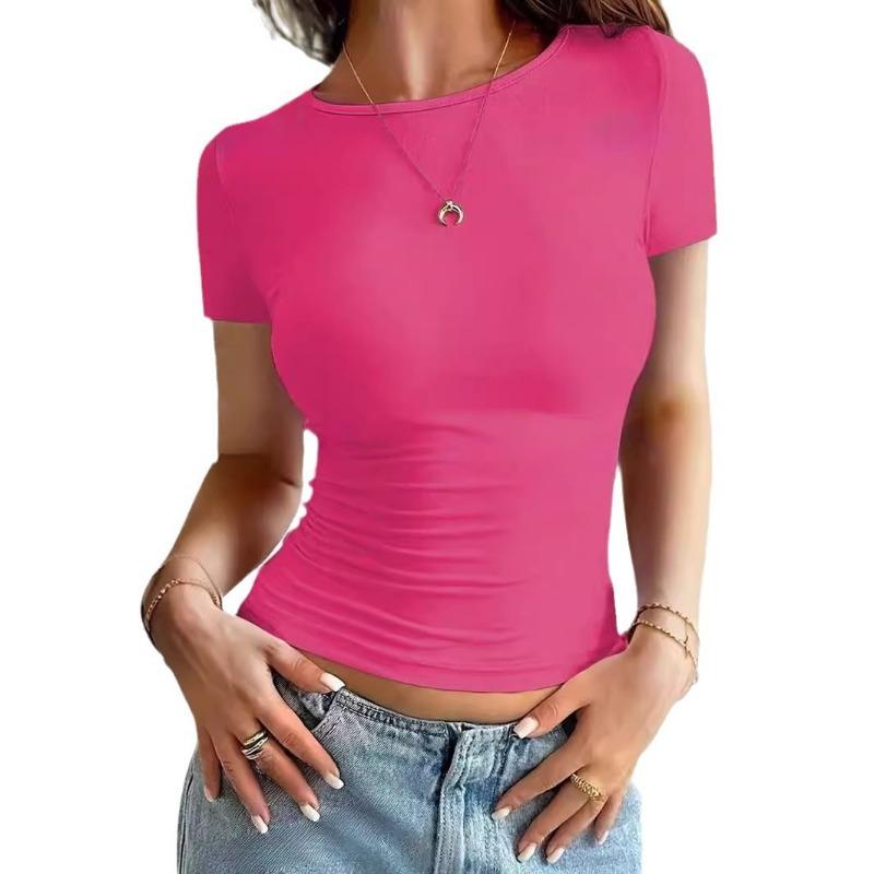 European and American Short Slim Round Neck Short-sleeved T-shirt