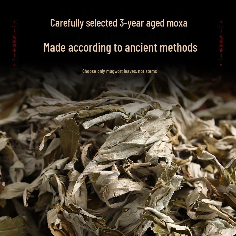 Natural Mugwort & Agarwood Incense Sticks - Indoor Aromatherapy, Summer Odor Removal, Auspicious Cloud Design, Buddhist Incense & Burner Set.