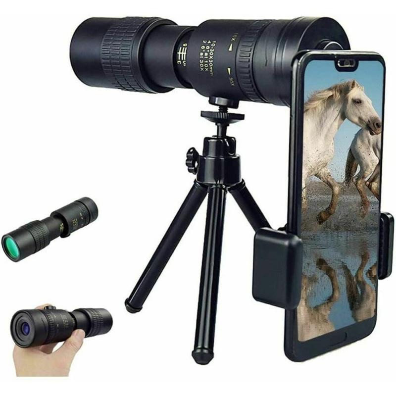 Tragbares Monokular-Teleskop, Super-Telezoom, 10–300 x 40 mm, Stativ-Clip, Nachtsicht