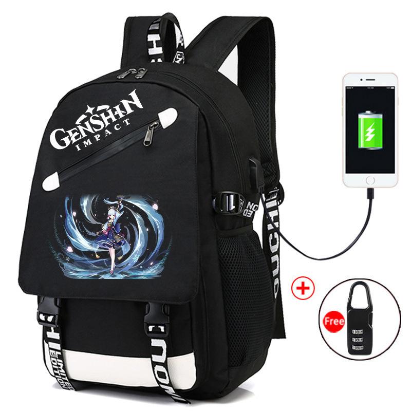 Backpack Anime, Genshin Surrounding Large Capacity Student School Bag Outdoor Travel Bag