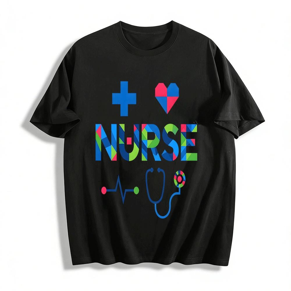 Fun Nurse Themed Printed Casual Top For Medical Workers Pure cotton T-shirt XXS