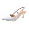 Spring Women's Pumps Belt Buckle Back Strape Med Heel Solid Pointed Toe Ladies Heels Office Luxury Casual Ins Khaki Female Shoes