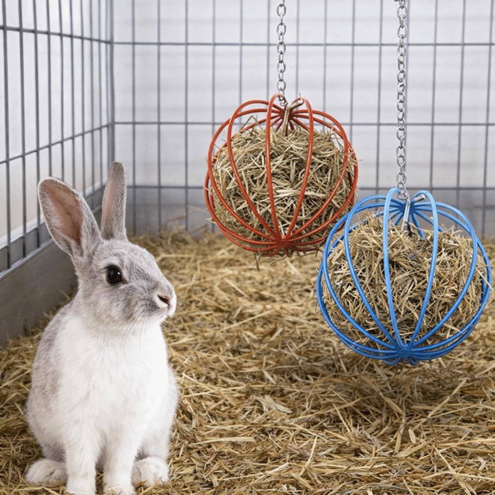 Round Rabbit Grass Feeder Stainless Steel Waste-Free Feeding Rabbit Feeding Ball Wear-resistant Durable Hanging Grass Ball