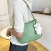 Solid Color PU Leather Shoulder Bag Korean Style Handbag Crossbody Bag Underarm Bag  Commuting